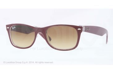 Image of Ray-Ban New Wayfarer Prescription Sunglasses RB2132 RB2132-605485-52 - Lens Diameter 52 mm, Frame Color Top Matte Bordo' On Trasparent