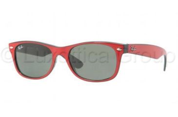 Image of Ray-Ban New Wayfarer Prescription Sunglasses RB2132 RB2132-769-5218 - Lens Diameter: 52 mm, Frame Color: Top Dark Red On Black