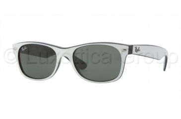 Image of Ray-Ban New Wayfarer Prescription Sunglasses RB2132 RB2132-770-5218 - Lens Diameter: 52 mm, Frame Color: Top Dark White On Black