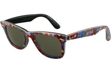 Image of Ray-Ban Original Wayfarer Prescription Sunglasses RB2140  RB2140-1135-5022 - Lens Diameter 50 mm, Frame Color Top Texture Plaid on Black