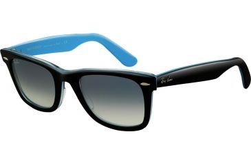 Image of Ray-Ban RB2140 Original Wayfarer SV Prescription Sunglasses - Top Black On Transparent Azure Frame, 50mm Lenses, 10013F-5022