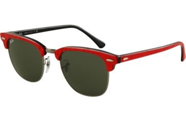Image of Ray-Ban RB3016 Bifocal Sunglasses - Top Red On Black Crystal Green Frame / 49 mm Prescription Lenses, 985-4921