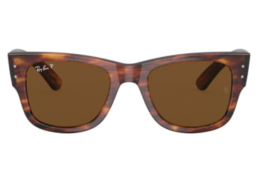 Image of Ray-Ban RB0840S Mega Wayfarer Sunglasses, Striped Havana Frame, Brown Polarized Lens, 51, RB0840S-954-57-51