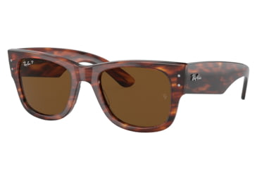 Image of Ray-Ban RB0840S Mega Wayfarer Sunglasses, Striped Havana Frame, Brown Polarized Lens, 51, RB0840S-954-57-51