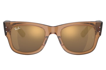 Image of Ray-Ban RB0840S Mega Wayfarer Sunglasses, Transparent Brown Frame, Light Brown Mirror Gold Lens, 51, RB0840S-663693-51