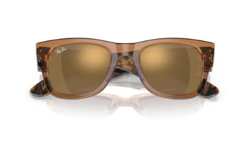 Image of Ray-Ban RB0840S Mega Wayfarer Sunglasses, Transparent Brown Frame, Light Brown Mirror Gold Lens, 51, RB0840S-663693-51