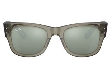 Image of Ray-Ban RB0840S Mega Wayfarer Sunglasses, Transparent Green Frame, Grey Mirror Lens, 51, RB0840S-66355C-51