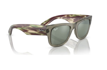 Image of Ray-Ban RB0840S Mega Wayfarer Sunglasses, Transparent Green Frame, Grey Mirror Lens, 51, RB0840S-66355C-51