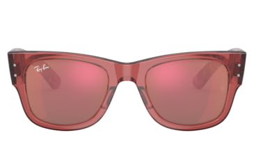 Image of Ray-Ban RB0840S Mega Wayfarer Sunglasses, Transparent Pink Frame, Brown Mirror Dark Red Lens, 51, RB0840S-66372K-51