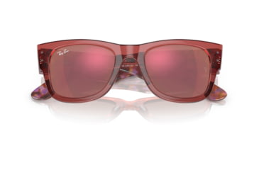 Image of Ray-Ban RB0840S Mega Wayfarer Sunglasses, Transparent Pink Frame, Brown Mirror Dark Red Lens, 51, RB0840S-66372K-51
