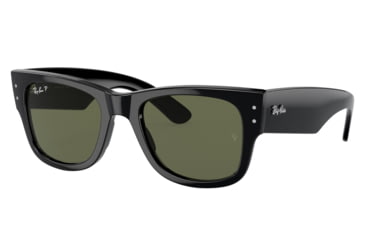 Image of Ray-Ban RB0840SF Mega Wayfarer Sunglasses, Black Frame, Green Polarized Lens, Asian Fit, 52, RB0840SF-901-58-52