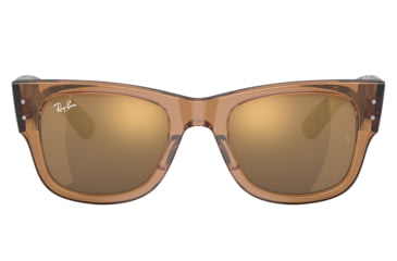 Image of Ray-Ban RB0840SF Mega Wayfarer Sunglasses, Transparent Brown Frame, Light Brown Mirror Gold Lens, Asian Fit, 52, RB0840SF-663693-52