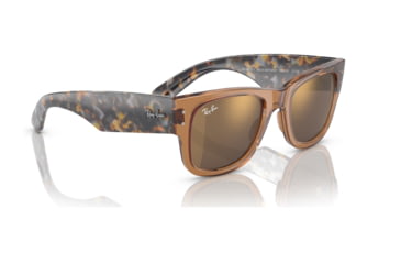 Image of Ray-Ban RB0840SF Mega Wayfarer Sunglasses, Transparent Brown Frame, Light Brown Mirror Gold Lens, Asian Fit, 52, RB0840SF-663693-52