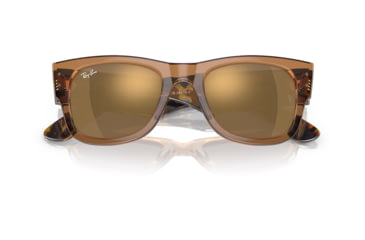 Image of Ray-Ban RB0840SF Mega Wayfarer Sunglasses, Transparent Brown Frame, Light Brown Mirror Gold Lens, Asian Fit, 52, RB0840SF-663693-52