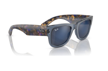Image of Ray-Ban RB0840SF Mega Wayfarer Sunglasses, Transparent Dark Blue Frame, Grey Mirror Blue Lens, Asian Fit, 52, RB0840SF-6638O4-52