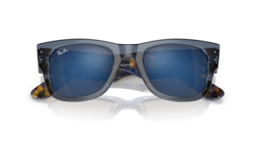 Image of Ray-Ban RB0840SF Mega Wayfarer Sunglasses, Transparent Dark Blue Frame, Grey Mirror Blue Lens, Asian Fit, 52, RB0840SF-6638O4-52