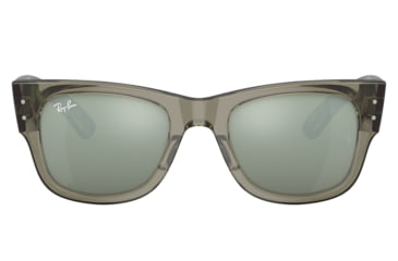 Image of Ray-Ban RB0840SF Mega Wayfarer Sunglasses, Transparent Green Frame, Grey Mirror Lens, Asian Fit, 52, RB0840SF-66355C-52