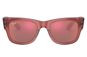 Image of Ray-Ban RB0840SF Mega Wayfarer Sunglasses, Transparent Pink Frame, Brown Mirror Dark Red Lens, Asian Fit, 52, RB0840SF-66372K-52