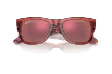 Image of Ray-Ban RB0840SF Mega Wayfarer Sunglasses, Transparent Pink Frame, Brown Mirror Dark Red Lens, Asian Fit, 52, RB0840SF-66372K-52