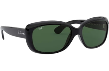 Image of Ray-Ban RB4101 Jackie Ohh Sunglasses - Women's, Black Frame, Crystal Green Polarized Lenses, 601-58-5817