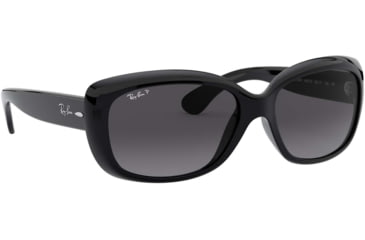 Image of Ray-Ban RB4101 Jackie Ohh Sunglasses - Women's, Shiny Black Frame, Grey Gradient Dark Grey Polar Lenses, 601/T3-58