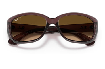 Image of Ray-Ban RB4101 Jackie Ohh Sunglasses - Womens, Transparent Dark Brown Frame, Brown Gradient Lens, Polarized, 58, RB4101-6593M2-58