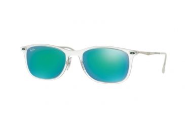 Image of Ray-Ban RB4225 Sunglasses 646/3R-52 - Matte Trasparent Frame, Green Mirror Green Lenses