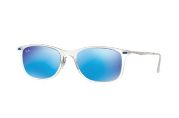 Image of Ray-Ban RB4225 Sunglasses 646/55-52 - Matte Trasparent Frame, Green Mirror Blue Lenses
