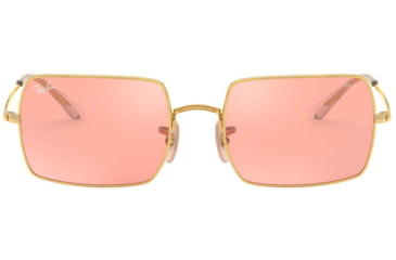 Image of Ray-Ban Rectangle 1969 Sunglasses 001/3E-54 - , Photo pink mirror grey Lenses