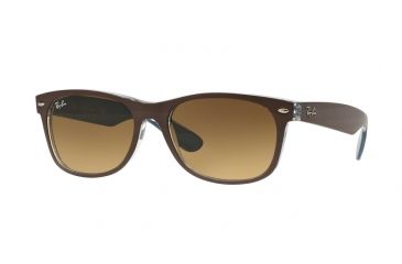 Image of Ray-Ban New Wayfarer Prescription Sunglasses RB2132 RB2132-618985-52 - Lens Diameter 52 mm, Frame Color Top Mt Chocolate On Blue