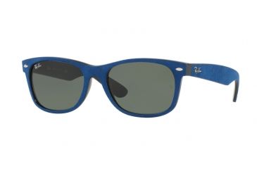 Image of Ray-Ban New Wayfarer Prescription Sunglasses RB2132 RB2132-6239-52 - Lens Diameter 52 mm, Frame Color Black/top Blue Alcantara