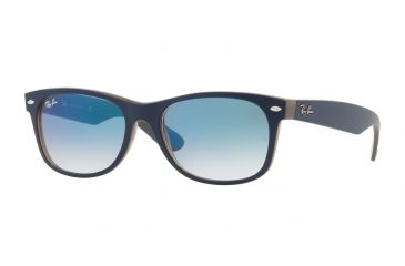 Image of Ray-Ban New Wayfarer Prescription Sunglasses RB2132 RB2132-63083F-52 - Lens Diameter 52 mm, Frame Color Matte Blue On Opal Brown