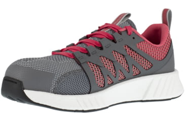 Image of Reebok Fusion Flexweave Athletic Work Shoe - Womens, Medium, Grey/Red, 8.5, 690774487338