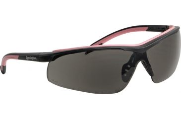 Image of Remington T-71P Womens Shooting Glasses, Polycarbonate lens, Smoke lenses. Black frames with pink trim RE452