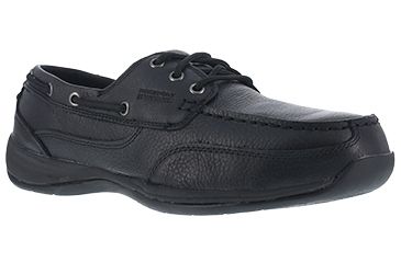 Image of Rockport Mens Sailing Club 3 Eye Tie Steel Toe Boat Shoe, Black, 6.5 RK6738-BLACK-6.5-MENS-W