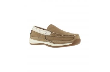 Image of Rockport Womens Sailing Club Steel Toe Slip On Boat Shoes, Brown, 7.5, RK673-BROWN-7.5-WOMENS-W