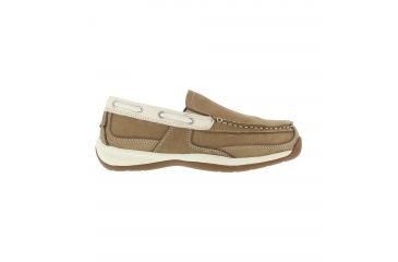 Image of Rockport Womens Sailing Club Steel Toe Slip On Boat Shoes, Brown, 7.5, RK673-BROWN-7.5-WOMENS-W