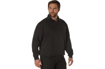 Image of Rothco Firefighter / EMS Quarter Zip Job Shirt, Black, Small, 7650-Black-S