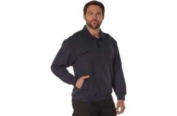 Image of Rothco Firefighter / EMS Quarter Zip Job Shirt, Midnight Navy Blue, Small, 7750-MidnightNavyBlue-S