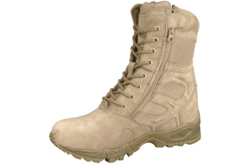 Image of Rothco Forced Entry Desert Tan 8in Deployment Boots with Side Zipper, Tan, 13, Wide, 5357-Tan-13-Wide