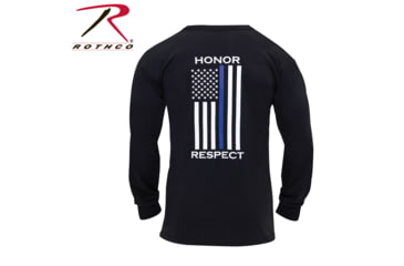 Image of Rothco Thin Blue Line Honor and Respect Long Sleeve T-Shirt - Men's, Small, 4785-S