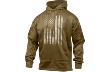 Image of Rothco U.S. Flag Concealed Carry Hoodie - Men's, Coyote Brown, Extra Large, 8081-CoyoteBrown-XL