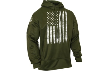 Image of Rothco U.S. Flag Concealed Carry Hoodie - Men's, Olive Drab, Small, 8091-OliveDrab-S