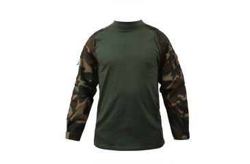 Image of Rothco Military FR NYCO Combat Shirt, Woodland Camo, Small, 90025-WoodlandCamo-S