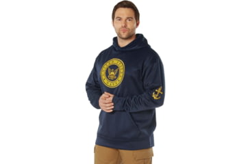 Image of Rothco Navy Emblem Pullover Hooded Sweatshirt - Mens, Navy Blue, Small, 20570-NavyBlue-S