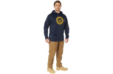 Image of Rothco Navy Emblem Pullover Hooded Sweatshirt - Mens, Navy Blue, Small, 20570-NavyBlue-S