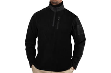 Image of Rothco Quarter Zip Fleece Pullover - Mens, Black, Small, 97340-Black-S