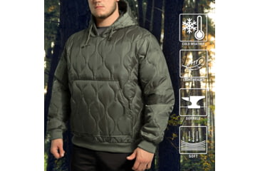 Image of Rothco Quilted Woobie Hooded Sweatshirt - Mens, Olive Drab, Small, 10498-OliveDrab-S