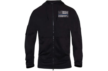 Image of Rothco Thin Blue Line Concealed Carry Zippered Hoodie - Mens, Black, Large, 56071-L