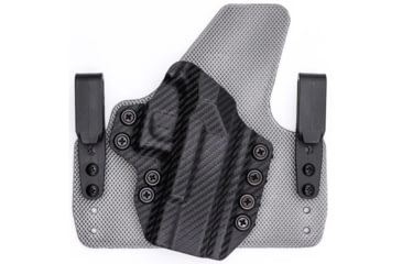 Image of Rounded Tuckable IWB KYDEX/Padded Wide Hybrid Holster, Canik TP9SF / TP9SF Elite / TP9SA, Right Hand, Carbon Fiber Black, CNK-TP9SA-CF-RH-WDFOAM